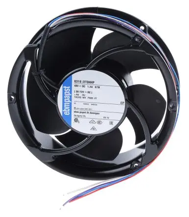 Produktfoto 1 von ebm-papst 6300 TD - S-Force Axiallüfter, Kugel, 48V dc / 40 W, 7000 U/min, 600 m³/h IP54 171.5 mm 171.5mm 51 mm