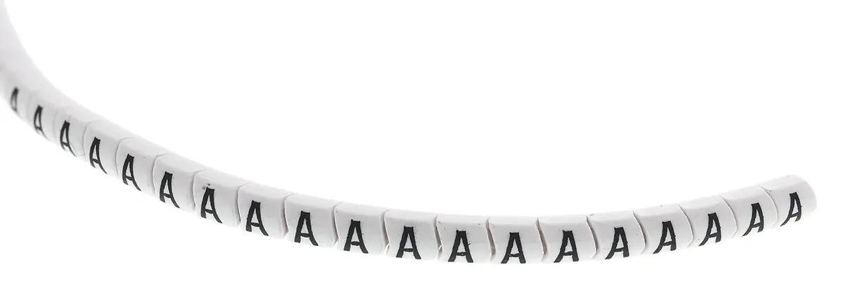Produktfoto 1 von HellermannTyton Helagrip Kabelmarkierung Aufschiebbar, Beschriftung: A, Schwarz Weiß, Ø 1 mm - 3 mm, 3.5 mm x 3.3 mm