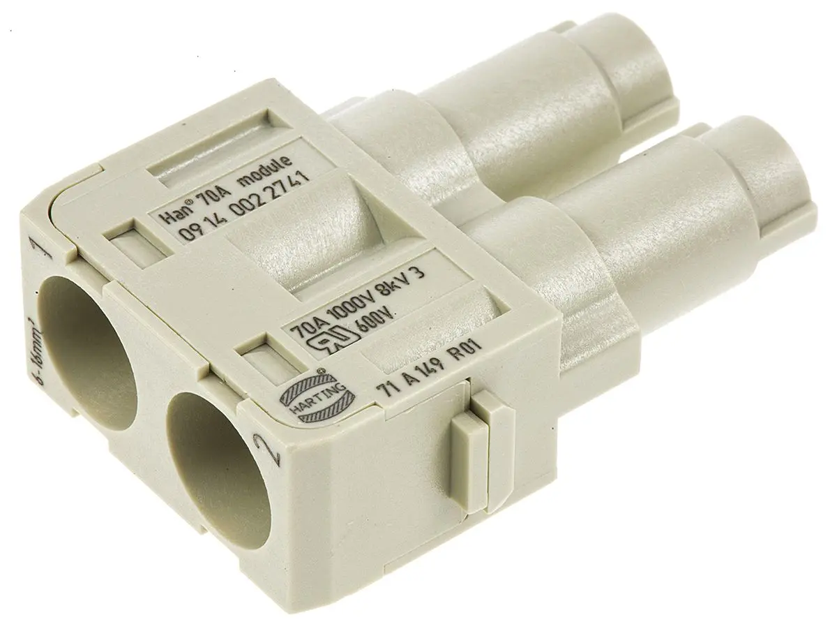 Produktfoto 1 von HARTING Han-Modular Robustes Power Steckverbinder-Modul, 2-polig 70A Buchse, Steckverbindermodul