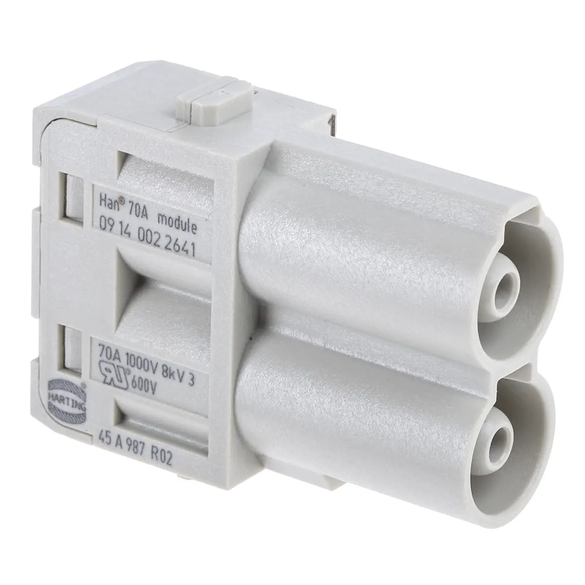 Produktfoto 1 von HARTING Han-Modular Robustes Power Steckverbinder-Modul, 2-polig 70A Stecker, Steckverbindermodul