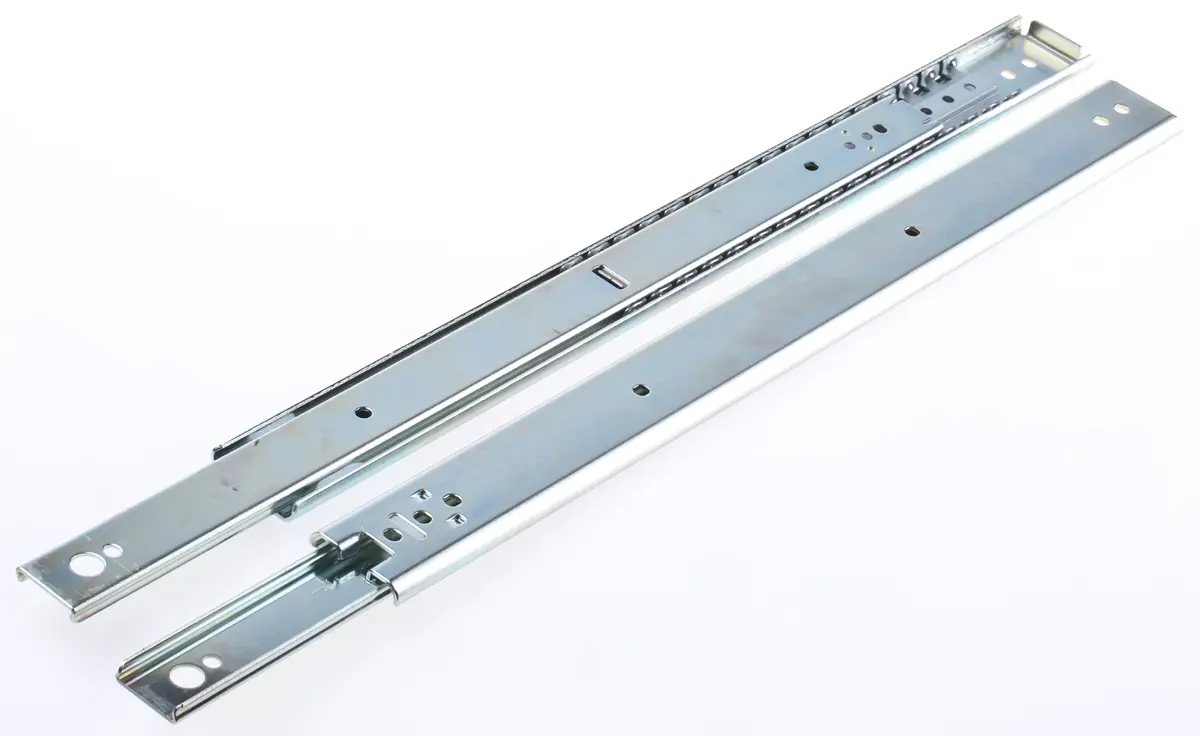 Produktfoto 1 von Accuride Teleskopschiene, Stahl, 2 UHE, DZ0204, 60kg max., 9.5 mm breit, 35.3 mm hoch, 605 mm tief