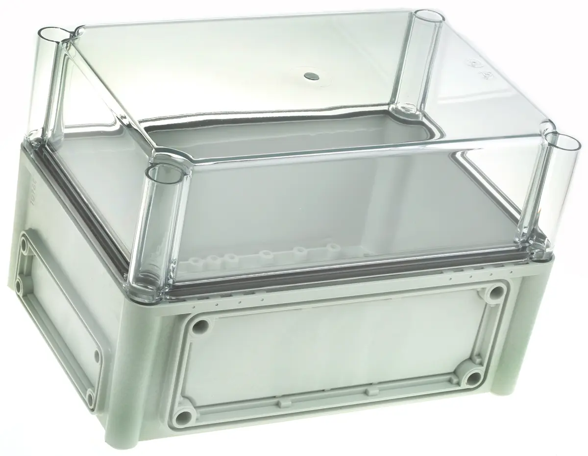 Produktfoto 1 von Fibox EK; Gehäuse; Polycarbonat; Grau Geflanscht; IK08 IP40, IP66 Breite 190 mm Höhe 180 mm Länge 280 mm