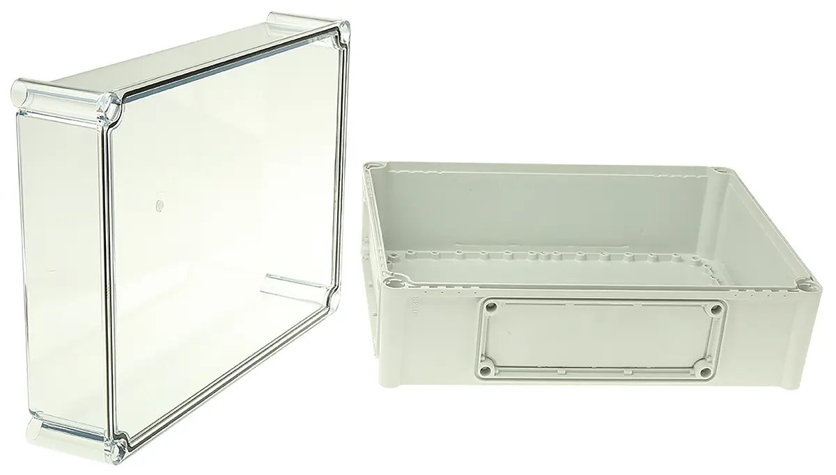 Produktfoto 1 von Fibox EK; Gehäuse; Polycarbonat; Grau Geflanscht; IK08 IP66, IP40 Breite 280 mm Höhe 180 mm Länge 380 mm