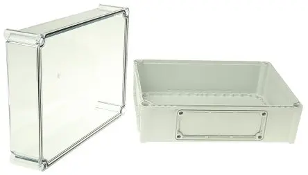 Produktfoto 1 von Fibox EK; Gehäuse; Polycarbonat; Grau Geflanscht; IK08 IP66, IP67 Breite 280 mm Höhe 180 mm Länge 380 mm