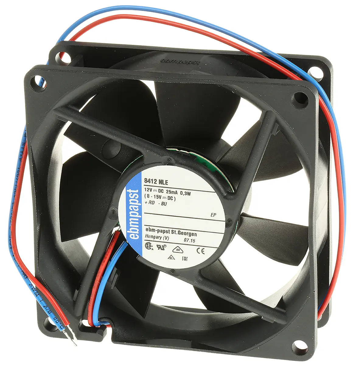 Produktfoto 1 von ebm-papst 8400 N DC-Axiallüfter, Kugellager, 12 V dc / 300mW, 80 x 80 x 25mm, 1500U/min, 33m³/h