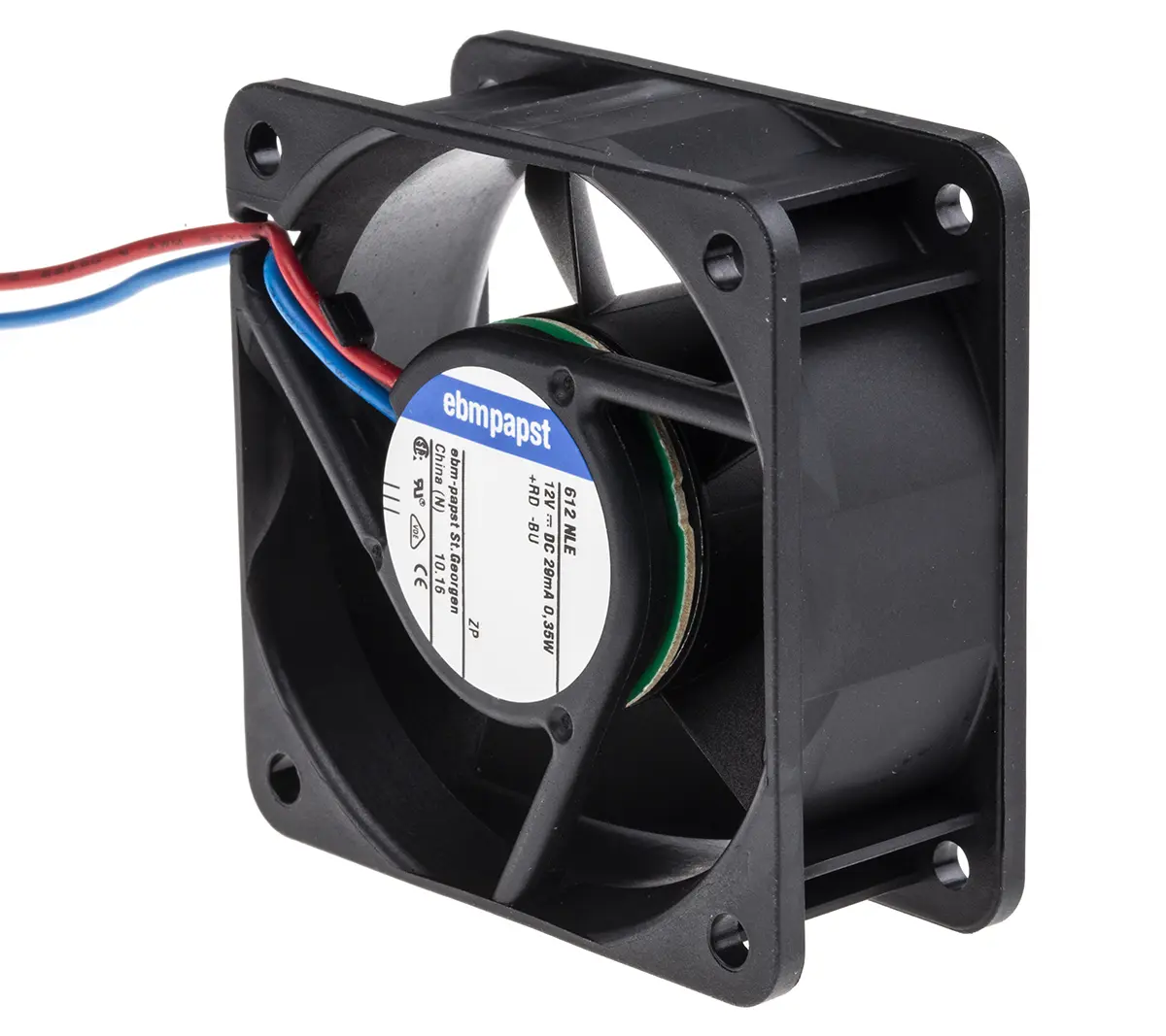 Produktfoto 1 von ebm-papst 600 N Axiallüfter, Kugel, 12V dc / 400 mW 33 mA, 2500 U/min, 21 m³/h 60 mm 60mm 25.4 mm