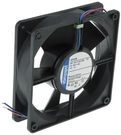 ebm-papst 4300 Axiallüfter, Kugel, 24V dc / 2.8 W 110 mA, 2300 U/min, 140 m³/h IP68 119 mm 119mm 32 mm