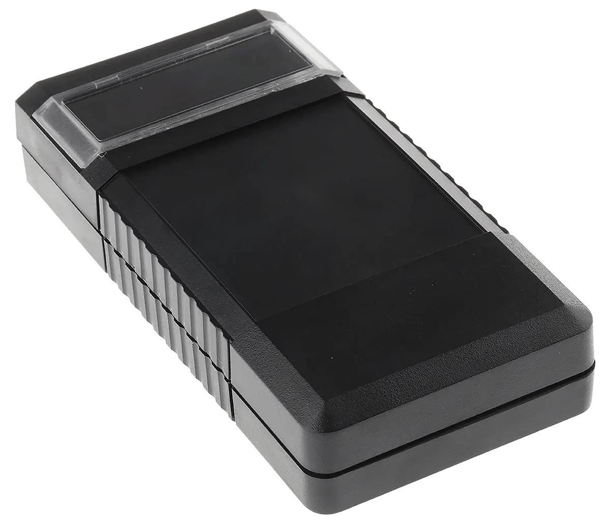 Produktfoto 1 von Bopla Serie BOS Tragbares Gehäuse, ABS, 60 mm Eingebautes Batteriefach Anzeige, 120 mm, H. 25 mm, Klar, Schwarz, IP40