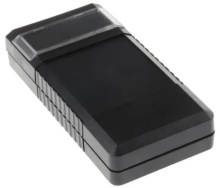 Produktfoto 1 von Bopla Serie BOS Tragbares Gehäuse, ABS, 60 mm Eingebautes Batteriefach Anzeige, 120 mm, H. 25 mm, Klar, Schwarz, IP40