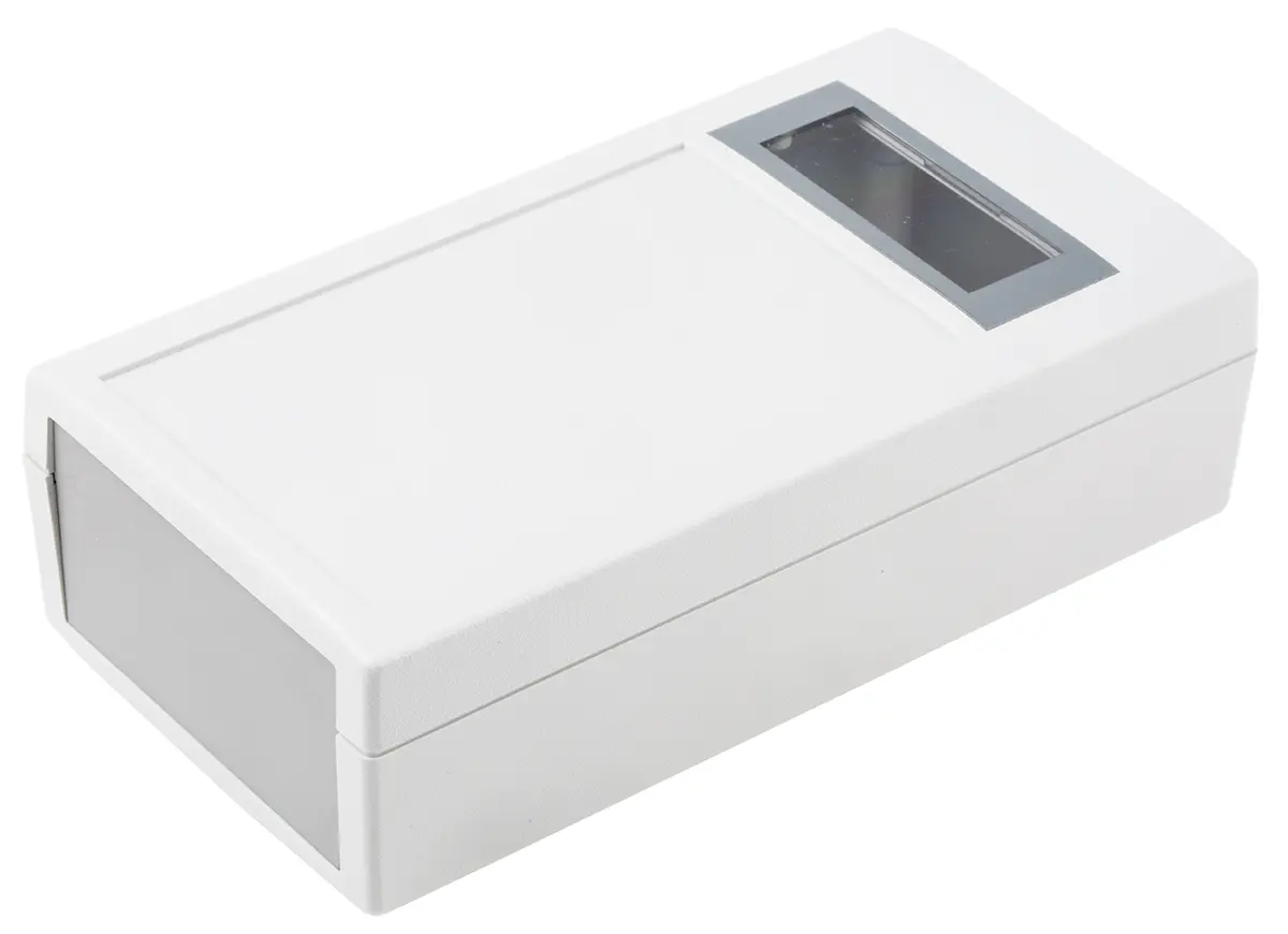 Produktfoto 1 von RS PRO Tragbares Gehäuse, Polystyrol, 80 mm Anzeige, 150 mm, H. 45 mm, Grau, IP64