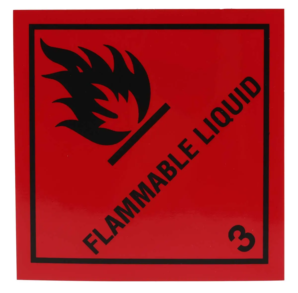 Produktfoto 1 von RS PRO 5 Per Pack Vinyl Sicherheitszeichen, Englisch, Schwarz, Rot, Flammable Liquid, H 100 mm B 100 mm