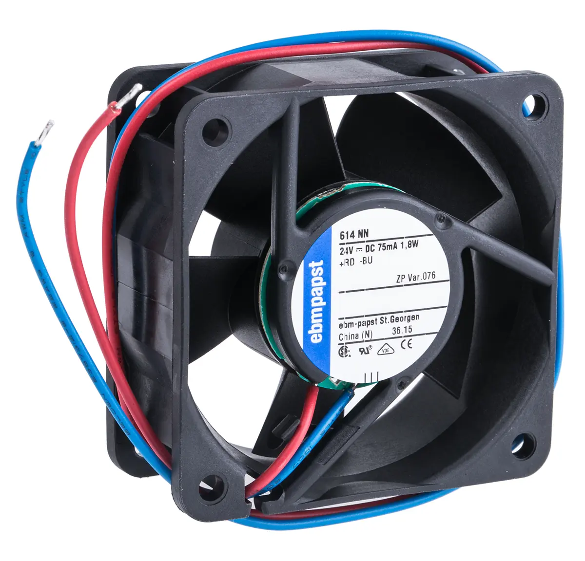 Produktfoto 1 von ebm-papst 600 N DC-Axiallüfter, Kugellager, 24 V dc / 1.8W, 60 x 60 x 25mm, 5100U/min, 42m³/h