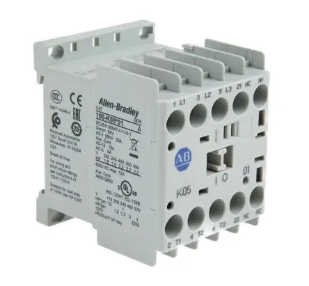 Produktfoto 1 von Allen Bradley 100K Schütz 24V dc-Spule, 3-polig, 690V ac / 5 A 24V dc 2.2 kW 1 Öffner Motorsteuerung, Umkehrend