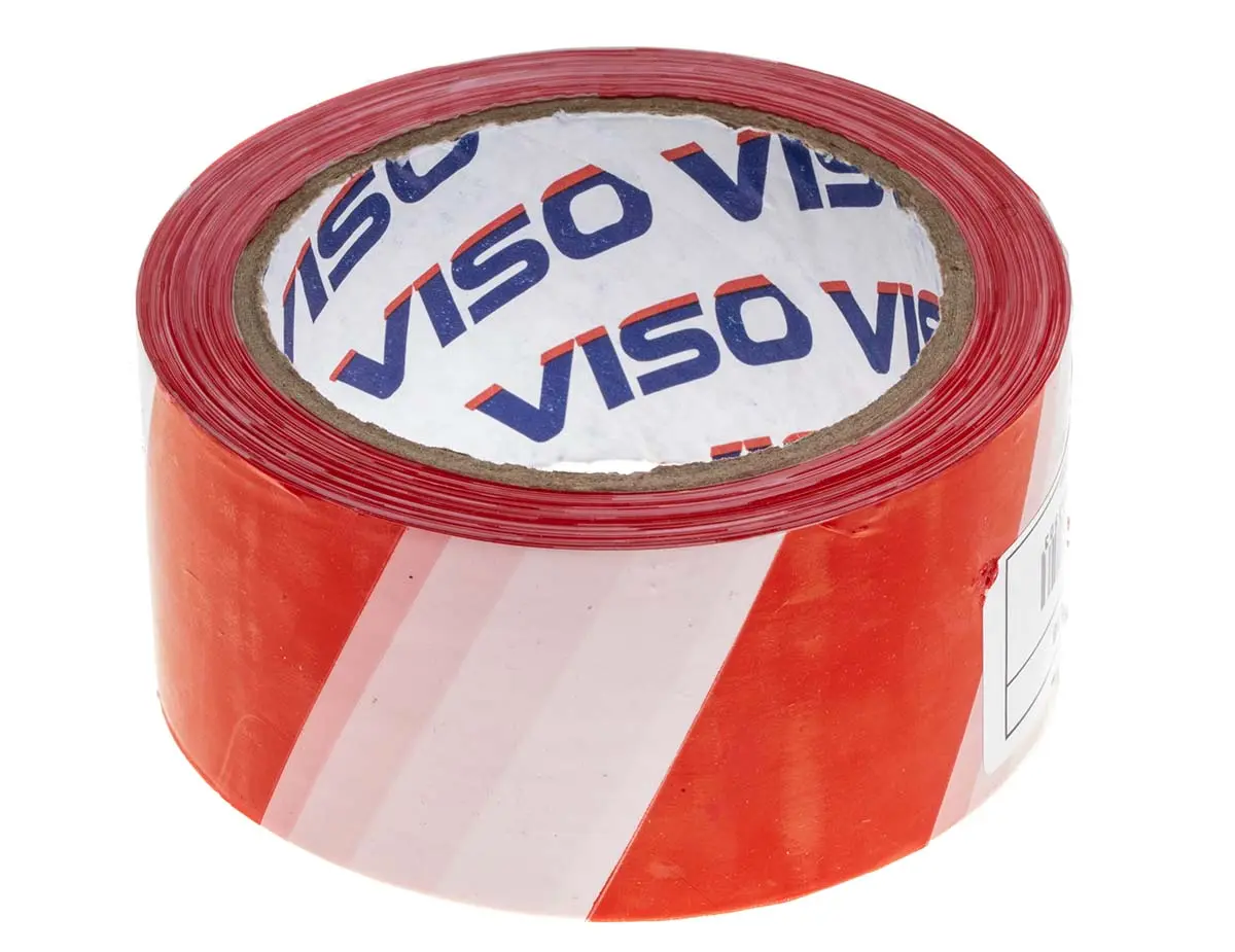 Produktfoto 1 von RS PRO Hochdichtes Polyethylen Absperrband Rot, Weiß Typ Absperrband, Stärke 0.02 mm, 50mm x 100 m