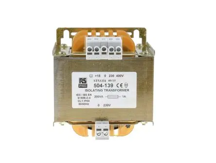 Produktfoto 1 von RS PRO 200 VA Isolationstransformator + 15 – 0 – 230 - 400V ac 0 - 230V ac 1-Ausg.