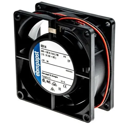 Produktfoto 1 von ebm-papst 8300 Axiallüfter, Kugel, 24V dc / 2.7 W 113 mA, 3300 U/min, 54 m³/h IP68 80 mm 80mm 32 mm