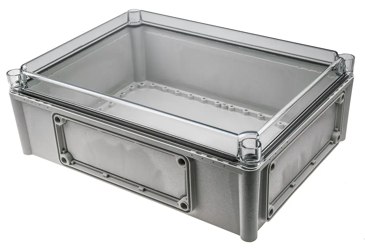 Produktfoto 1 von Fibox EK; Gehäuse; Polycarbonat; Grau Geflanscht; IK08 IP66, IP40 Breite 280 mm Höhe 130 mm Länge 380 mm