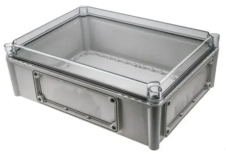 Produktfoto 1 von Fibox EK; Gehäuse; Polycarbonat; Grau Geflanscht; IK08 IP66, IP67 Breite 280 mm Höhe 130 mm Länge 380 mm