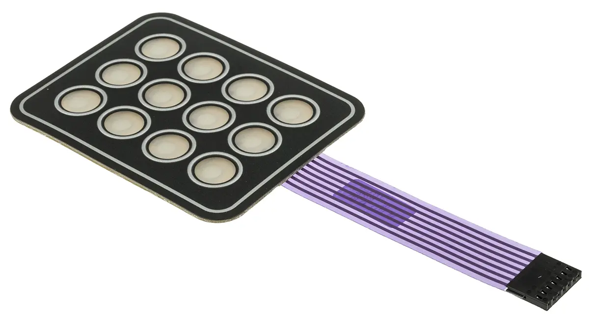 Produktfoto 1 von APEM Membrantastenfeld (4 x 3) 12-Tasten Membranbetätigung Matrix