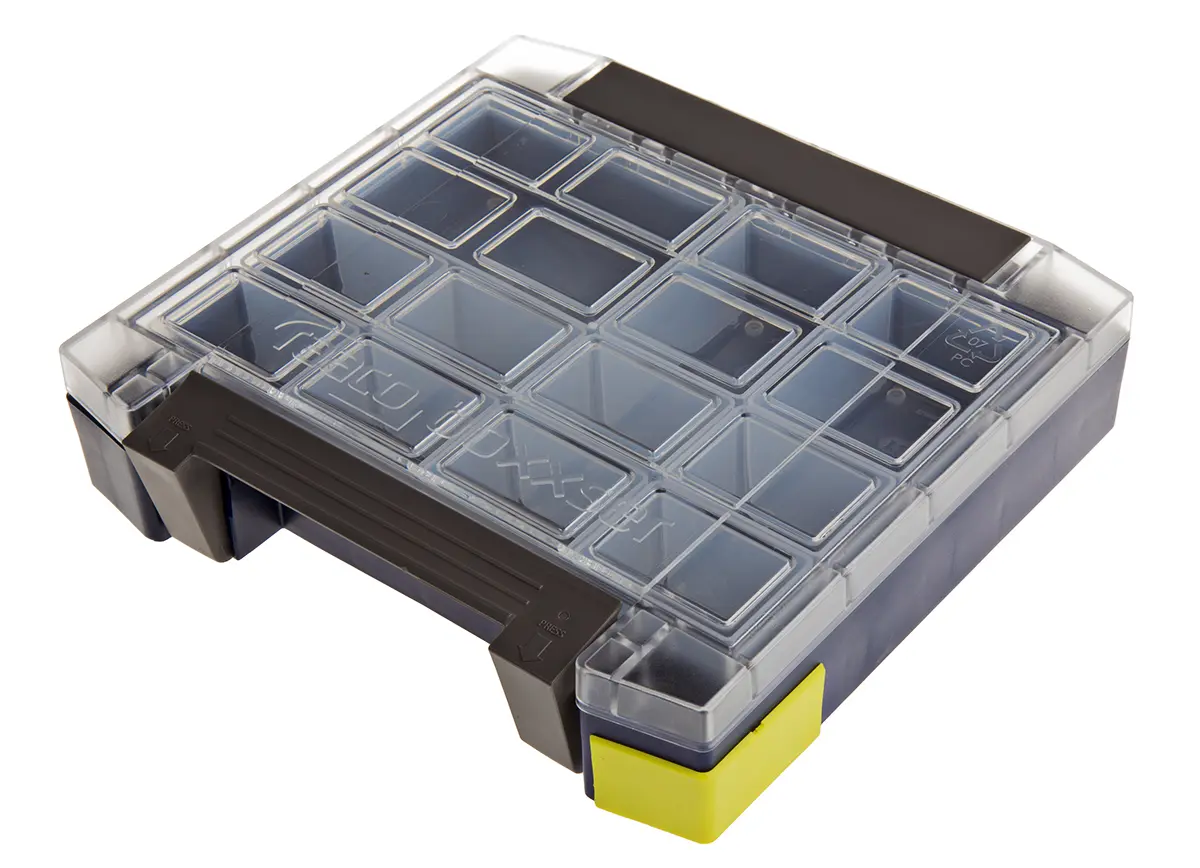 Produktfoto 1 von Raaco Kleinteilebox, Polycarbonat, Polypropylen Grau, 11 Fächer, 55 mm x 241 mm x 225 mm