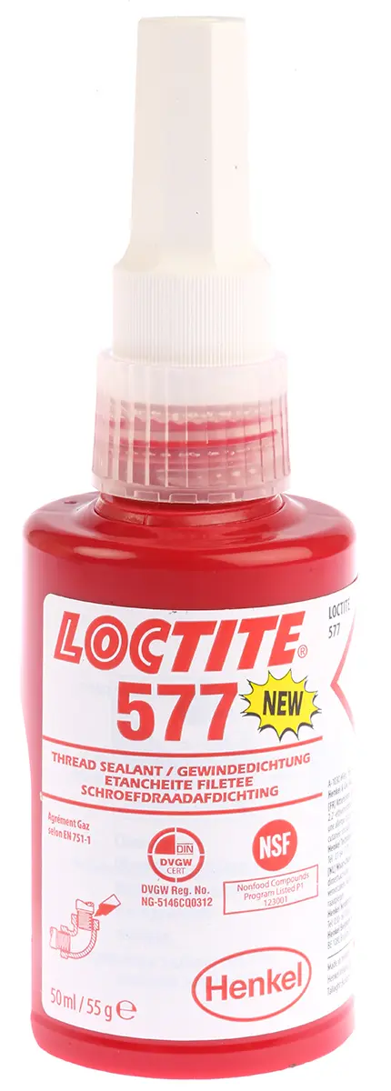 Produktfoto 1 von Loctite 577 Gewindedichtmittel anaerob Paste Gelb, Flasche 50 ml, -55°C → +150°C