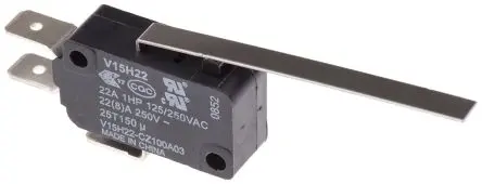 Produktfoto 1 von Honeywell Mikroschalter Langhebel gerade-Betätiger Schnellverbindung, 1-poliger Umschalter, 250 V ac, 22A IP67 0.96N -25
