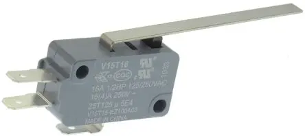 Produktfoto 1 von Honeywell Mikroschalter Langhebel gerade-Betätiger Schnellverbindung, 1-poliger Umschalter, 250 V, 16A 0.96N -25 °C -