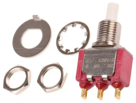 Produktfoto 1 von C & K 8020 Druckschalter Grün, Rot, Gelb Tastend Panel Ø 6.9 x 12.7 mm, 1-poliger Umschalter / 1A 28 V dc 120 V ac