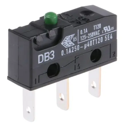 Produktfoto 1 von ZF Mikroschalter Taste-Betätiger Stecker, 1-poliger Umschalter, 250 V ac, 100mA IP50 1.47N -40 °C - 120 °C