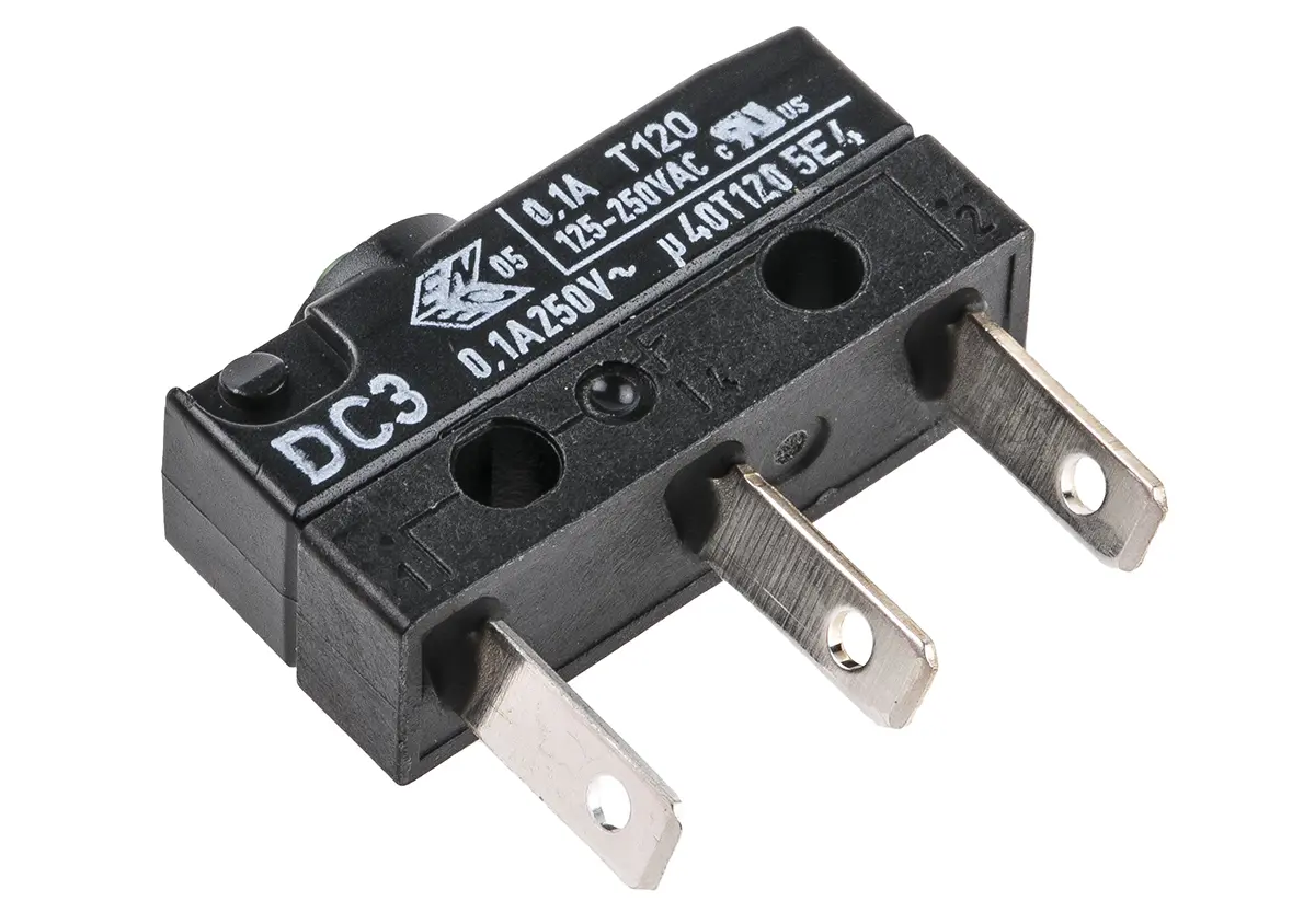 Produktfoto 1 von ZF Mikroschalter Knopf-Betätiger Lötanschluss, 100 mA @ 30 V dc, SPDT IP 6K7 1,96 N -40°C - +120°C