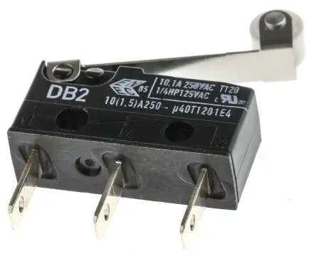 Produktfoto 1 von ZF Mikroschalter Rollenhebel-Betätiger Stecker, 1-poliger Umschalter, 250 V ac, 10.1A IP50 0.93N -40 °C - 120 °C