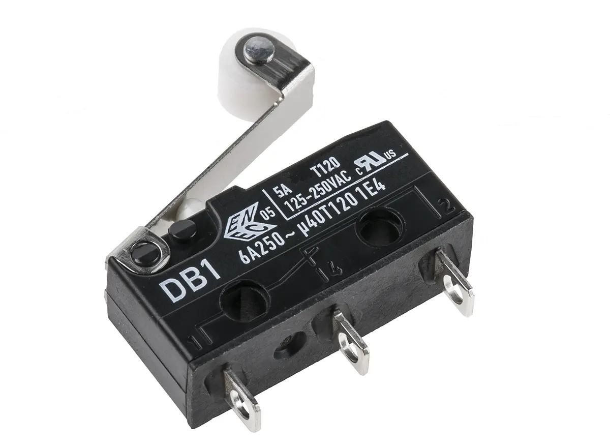 Produktfoto 1 von ZF Mikroschalter Kurzer Rollenhebel-Betätiger Lötanschluss, 6 A @ 250 V ac, SPDT 0,64 N -40°C - +120°C
