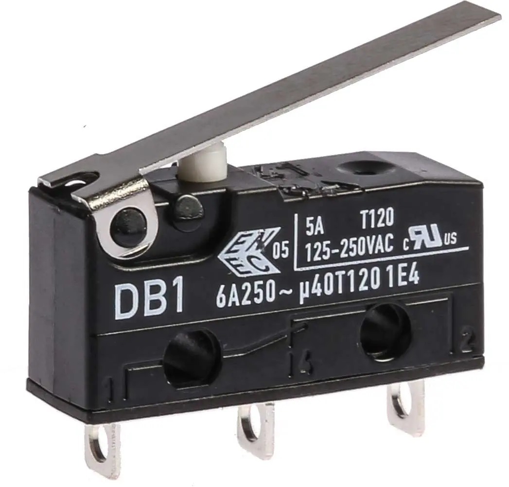 Produktfoto 1 von ZF Mikroschalter Hebel-Betätiger Lötanschluss, 6 A @ 250 V ac, SPDT 0,49 N -40°C - +120°C