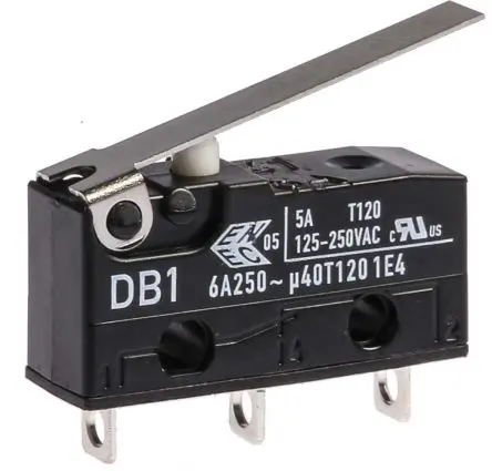 Produktfoto 1 von ZF Mikroschalter Hebel-Betätiger Lot, 1-poliger Umschalter, 250 V ac, 6A IP50 0.49N -40 °C - 120 °C
