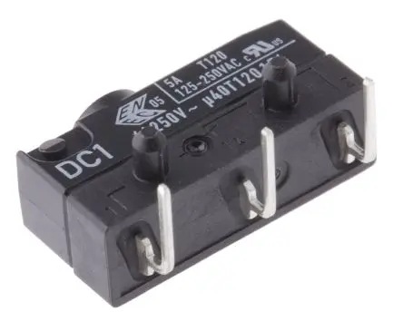 Produktfoto 1 von ZF Mikroschalter Taste-Betätiger Rechtwinklige Leiterplatte, 1-poliger Umschalter, 250 V ac, 6A IP6K7 1.96N -40 °C - 120