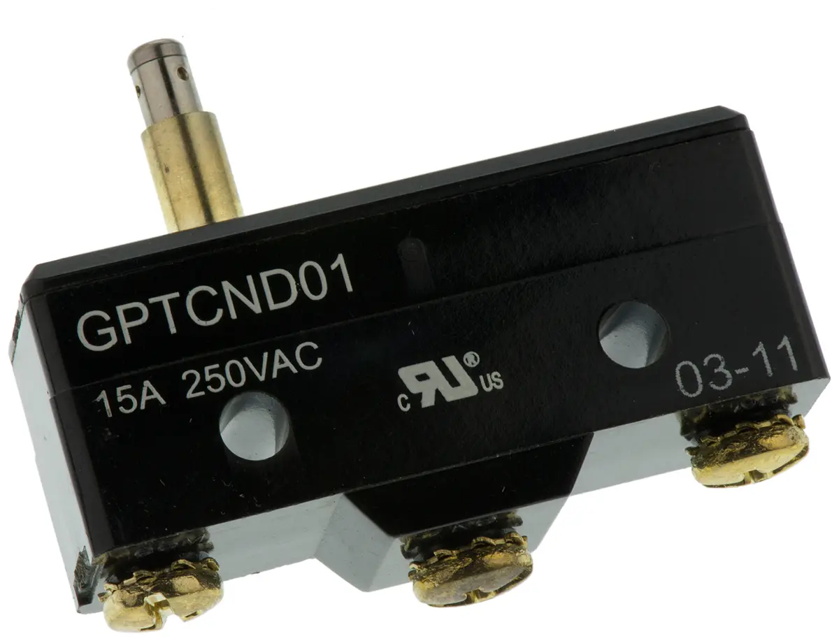 Produktfoto 1 von ZF Mikroschalter Knopf-Betätiger Schraub, 15 A @ 250 V ac, SPDT 3,42 N -20°C - +85°C