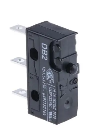 Produktfoto 1 von ZF Mikroschalter Taste-Betätiger Stecker, 1-poliger Umschalter, 250 V ac, 10.1A IP50 2.45N -40 °C - 120 °C
