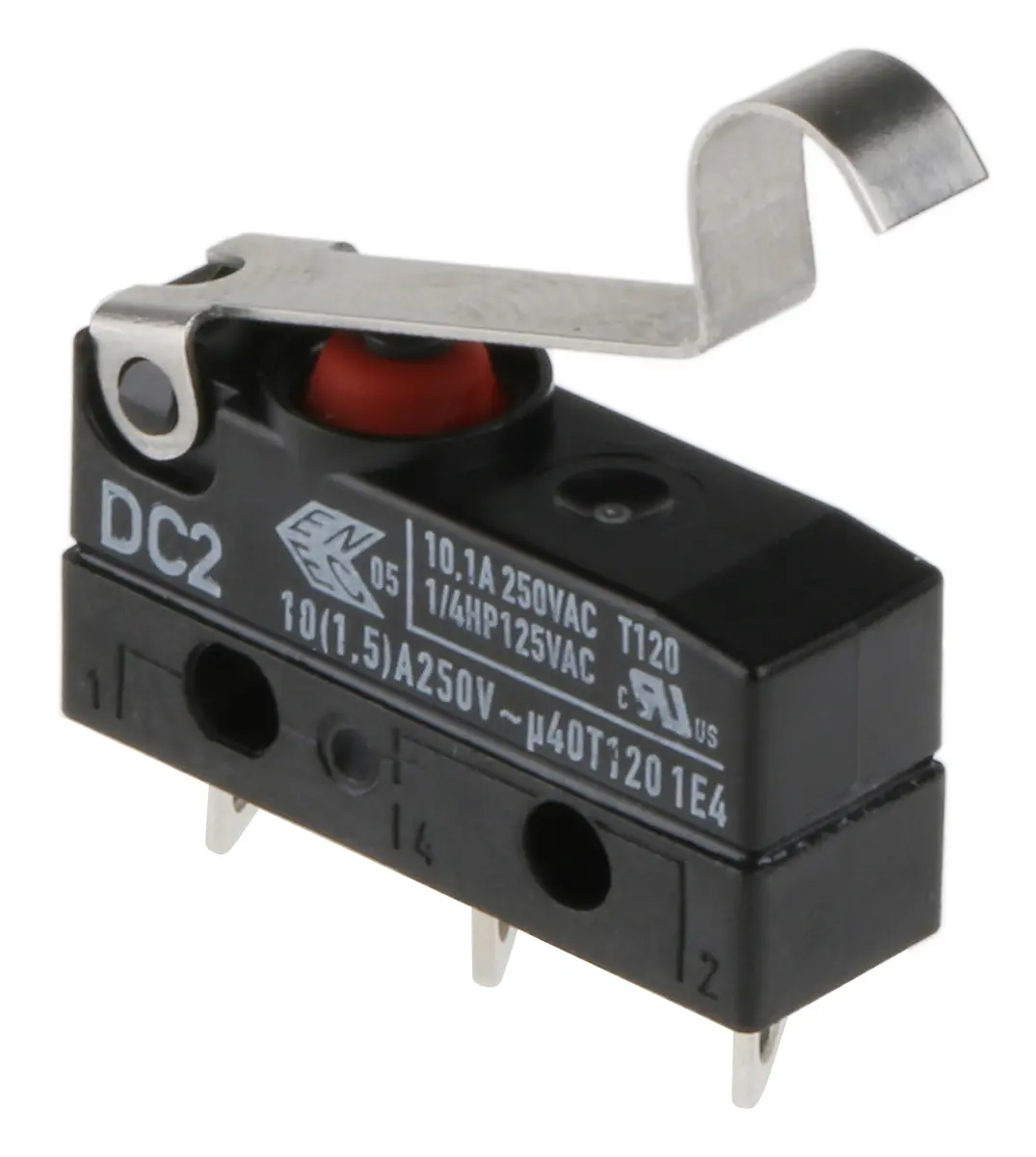 Produktfoto 1 von ZF Mikroschalter Rollenhebel simuliert-Betätiger Lot, 1-poliger Umschalter, 250 V ac, 10.1A IP6K7 1.27N -40 °C - 120 °C