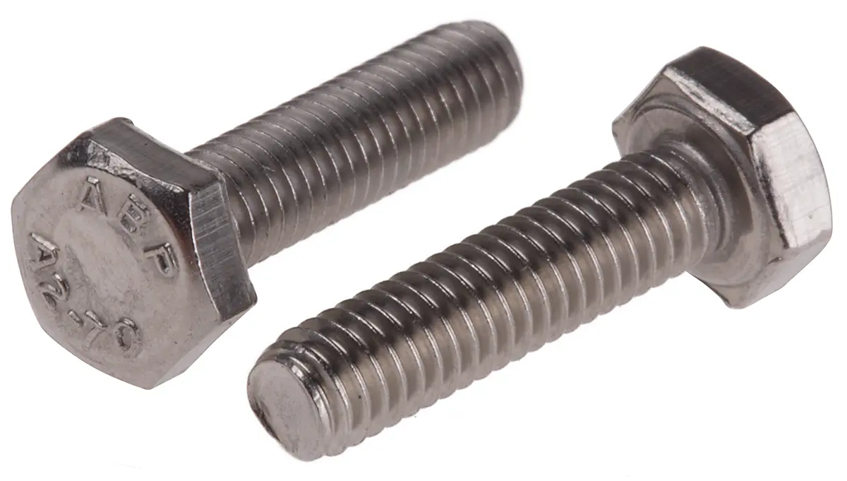 Produktfoto 1 von RS PRO x 16 mm Sechskantschraube, Edelstahl glatt, DIN 933