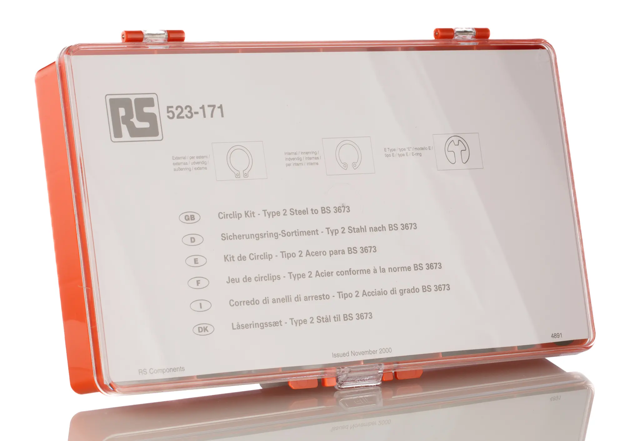 Produktfoto 1 von RS PRO 450 piece Sicherungsringe Sortiment, Stahl 25 mm