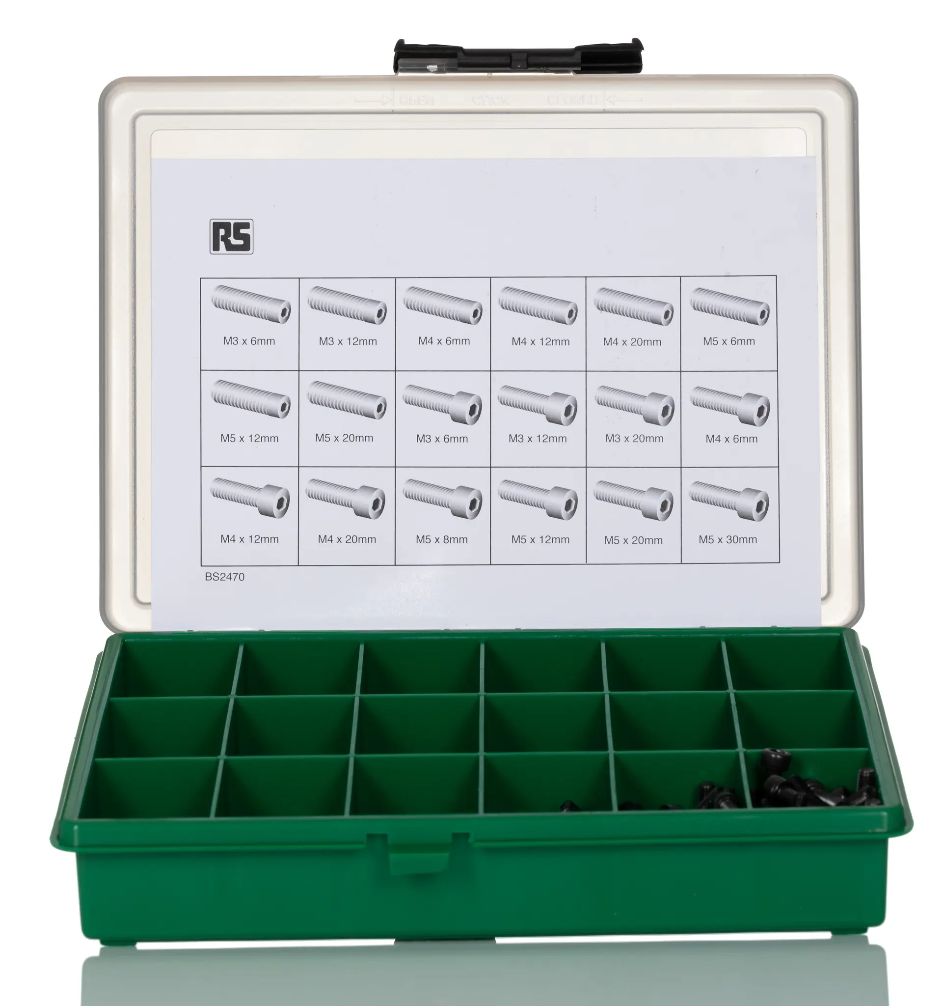 Produktfoto 1 von RS PRO Edelstahl Sechskant Schrauben Sortiment Sechskant x 30 mm x 6 mm, 450 Stück