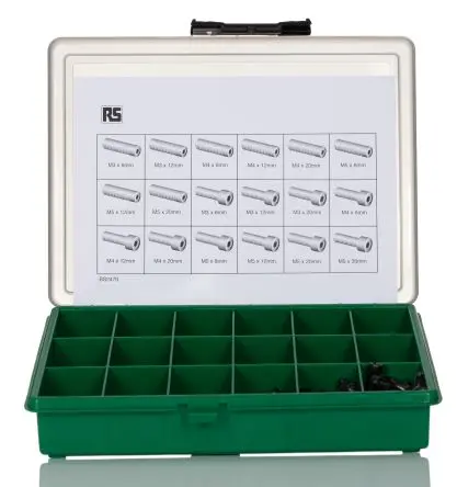 Produktfoto 1 von RS PRO Edelstahl Sechskant Schrauben Sortiment Innensechskant x 30 mm x 6 mm, 450 Stück
