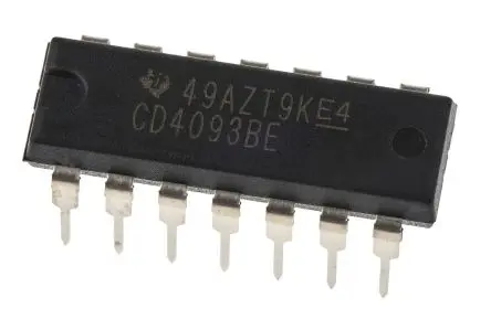 Produktfoto 1 von Texas Instruments Logikgatter, 4-Elem., NAND, 4000, 4.2 mA, 14-Pin, PDIP, 2 Schmitt-Trigger-Eingang