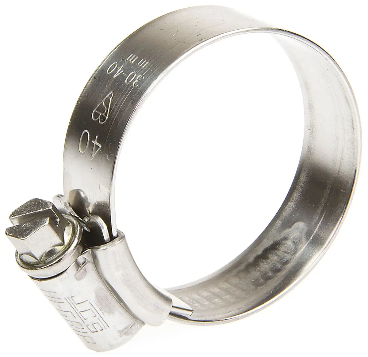 Produktfoto 1 von HI-GRIP Edelstahl Schlauchschelle Schneckengewinde, mit Schlitzsechskantschraube 40 mm