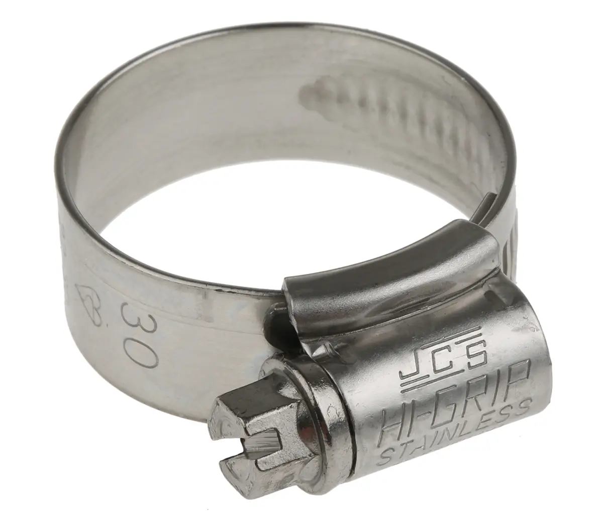 Produktfoto 1 von HI-GRIP Edelstahl Schlauchschelle Schneckengewinde, mit Schlitzsechskantschraube 30 mm