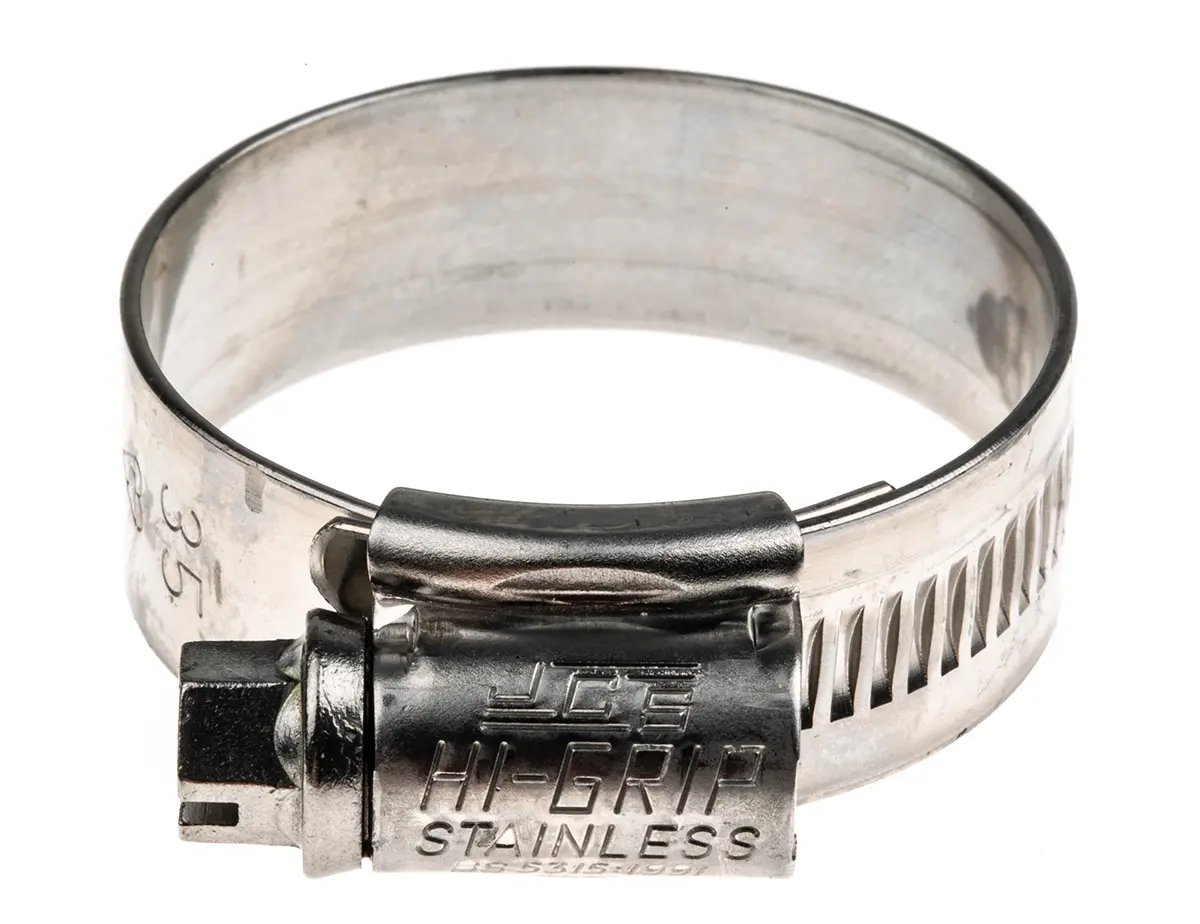 Produktfoto 1 von HI-GRIP Edelstahl Schlauchschelle Schneckengewinde, mit Schlitzsechskantschraube 35 mm