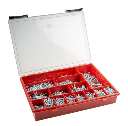 Produktfoto 1 von RS PRO Stahl Pozidriv Schrauben Sortiment Flach x 0.5 Zoll x 0.75 Zoll, 1250 Stück