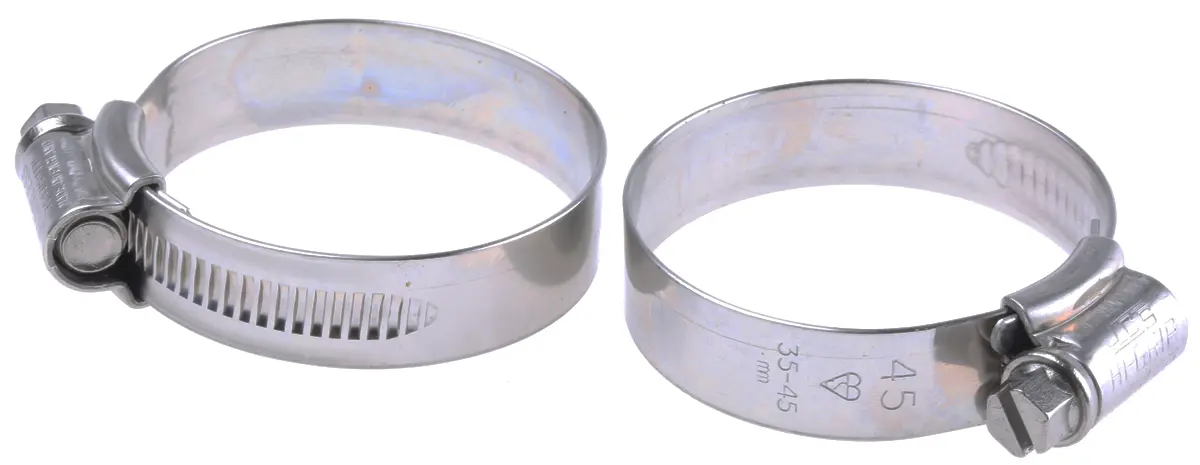 Produktfoto 1 von HI-GRIP Edelstahl Schlauchschelle Schneckengewinde, mit Schlitzsechskantschraube 45 mm