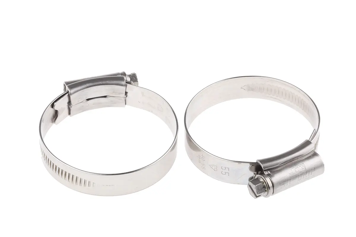 Produktfoto 1 von HI-GRIP Edelstahl Schlauchschelle Schneckengewinde, mit Schlitzsechskantschraube 55 mm