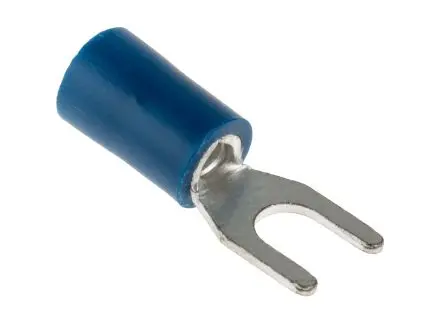 Produktfoto 1 von RS PRO Blau Isoliert Gabelkabelschuh B. 7.2mm, M4 Vinyl 16 AWG 14 AWG